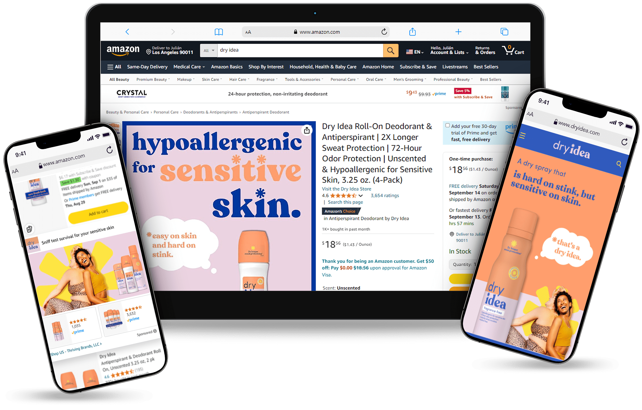 Amazon PDP and DTC website for the same client